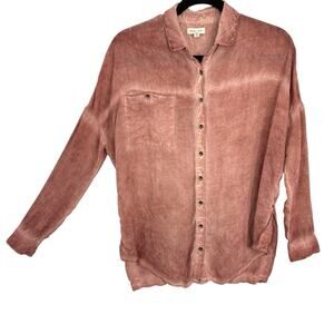 Silence Noise Button Up Shirt size XS Mineral Rinse Dusty Rose Long Sleeves